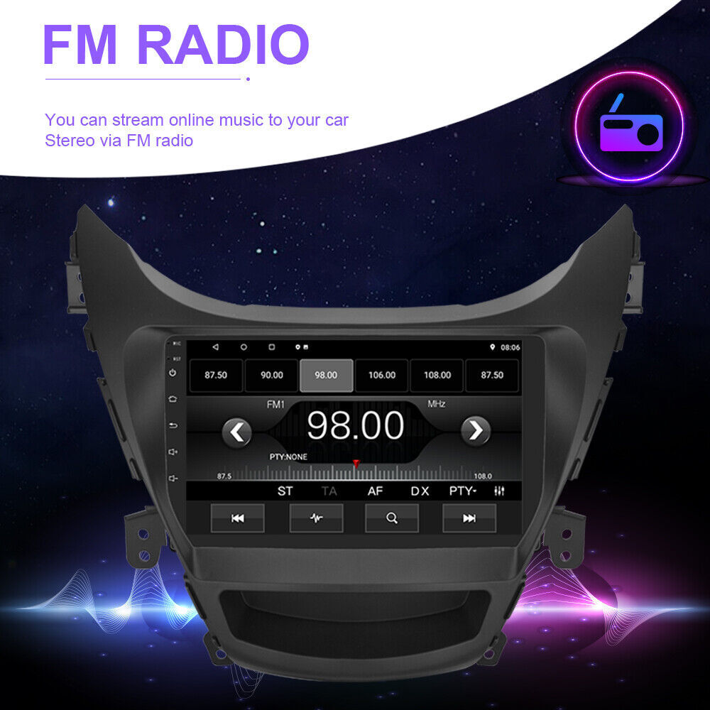 64G Bluetooth Radio Touch Screen Carplay GPS Cam For Hyundai Elantra 2011-2013