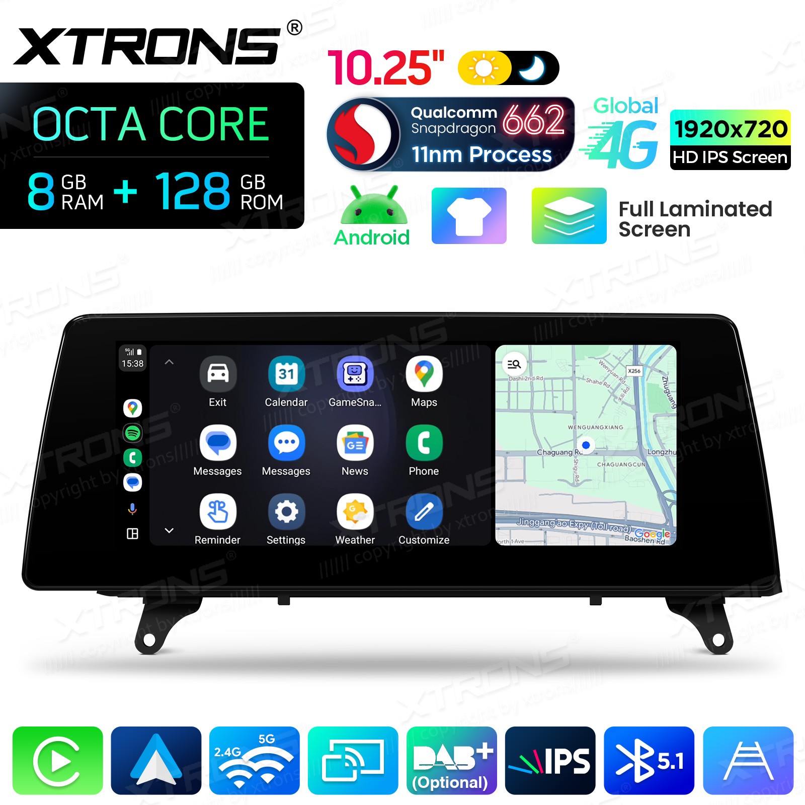 10.25” 8+128G GPS Android 14 CarPlay Car TouchScreen For BMW X5 E70 X6 E71 CCC