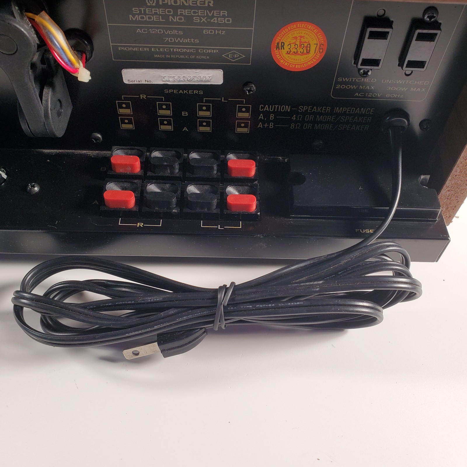 Pioneer SX-450 15-watt per channel Solid-State AM/FM Stereo Receiver Works READ