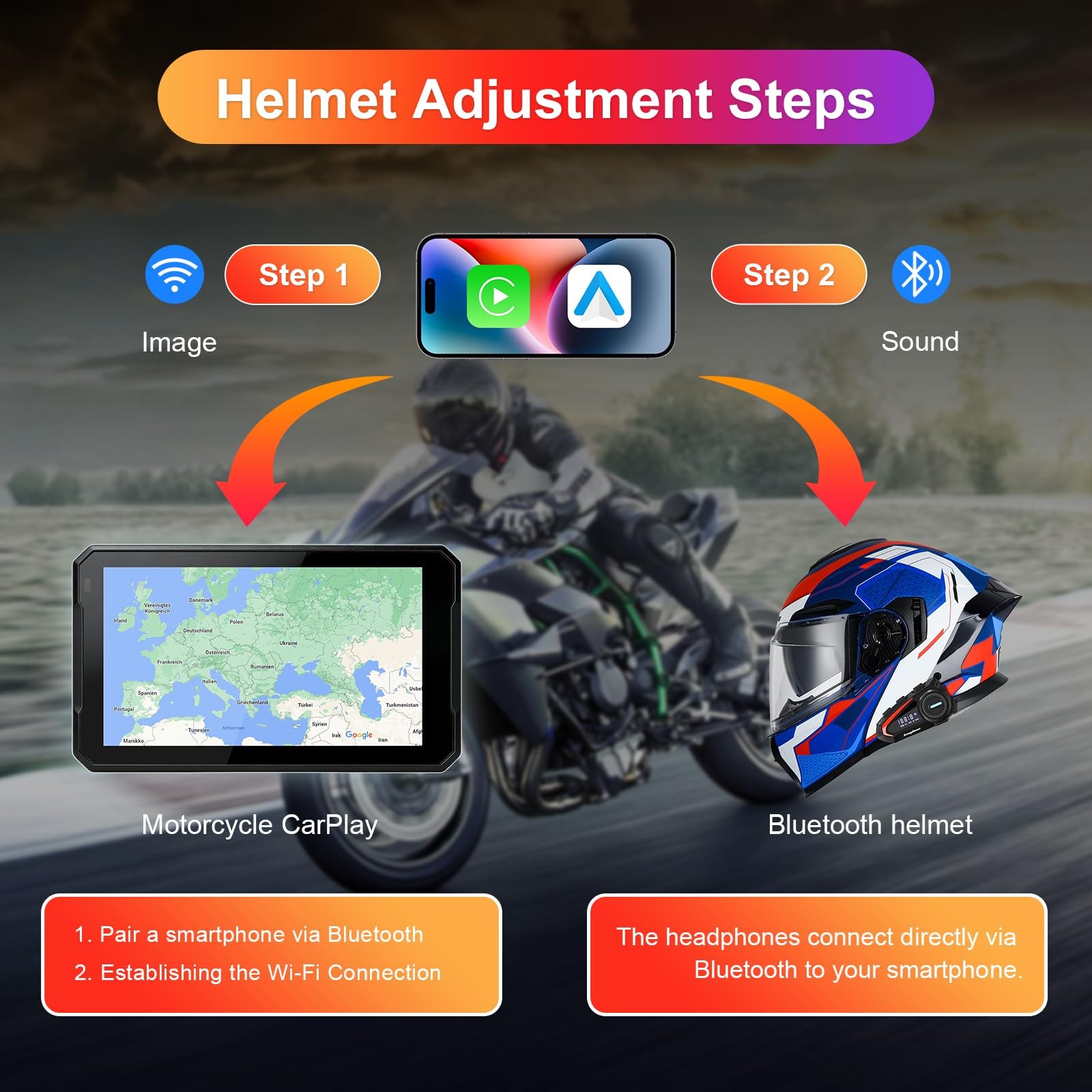 7″ Motorcycle CarPlay Fit for BMW, IP67 Waterproof Touchscreen, Portable Carp…
