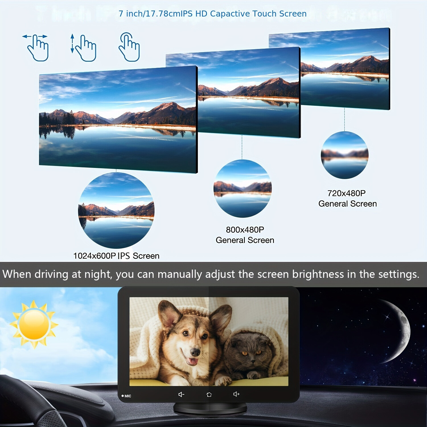 7-inch screen car player MP5 portable smart supports Android Auto, EQ, FM, AUX
