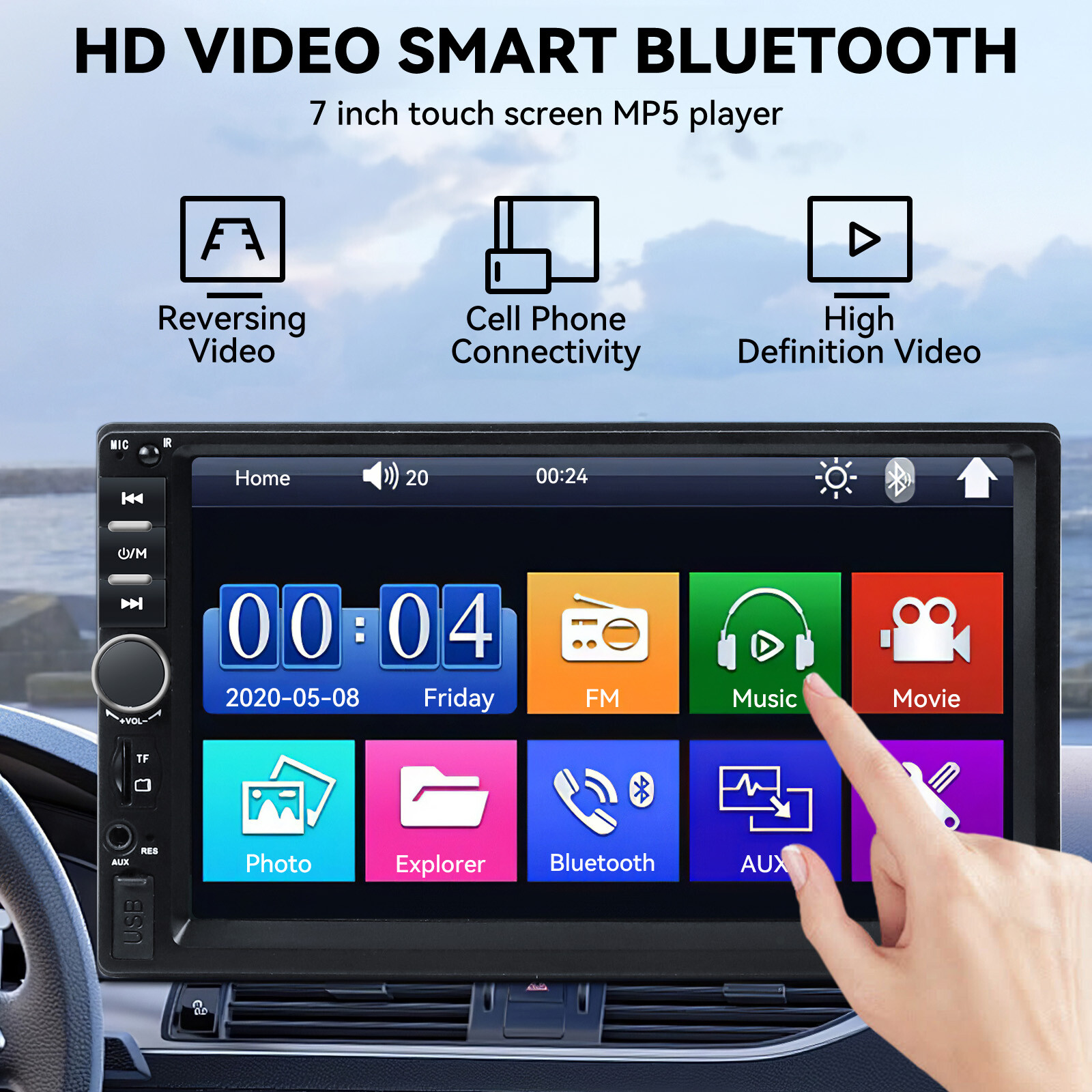 Single 1/2 Din Touch Screen Stereo Bluetooth Radio Car Apple/Android Carplay GPS