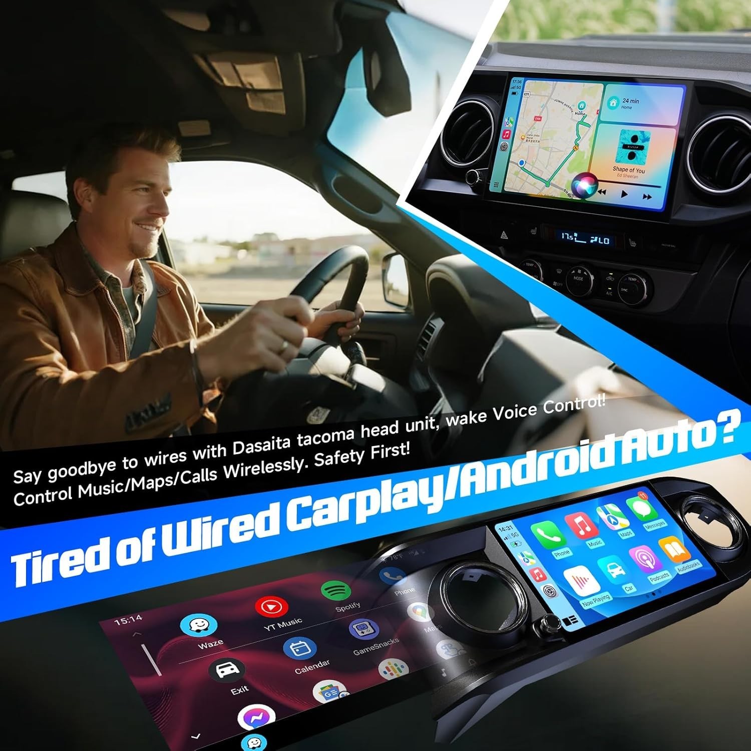 11.6″ QLED Display Car Radio for Toyota Tacoma 2016-2023 WiFi GPS Plug and Play