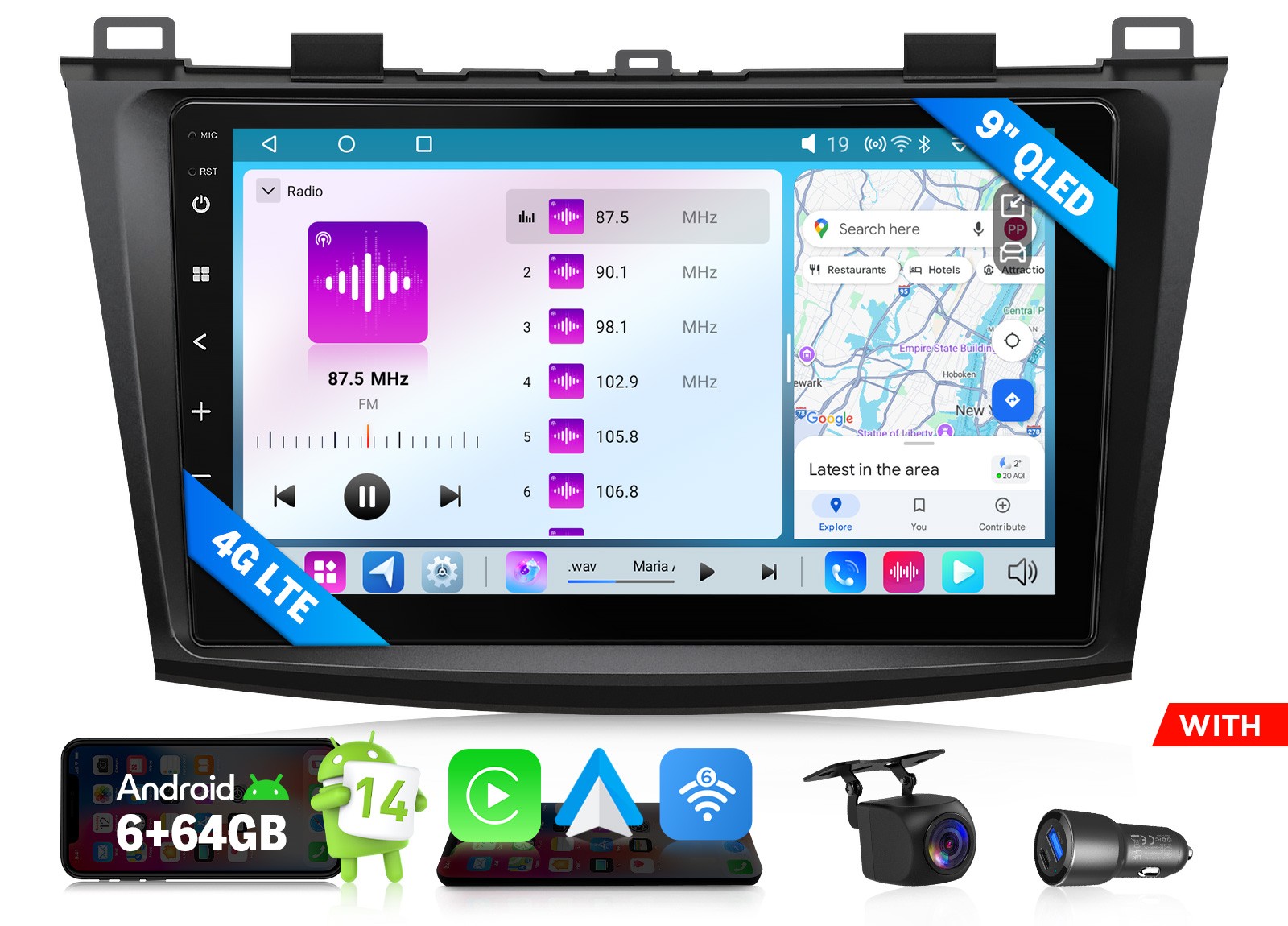 9″ 6+64GB for Mazda3 Bose Android Auto Car Radio Apple CarPlay Multimedia Player