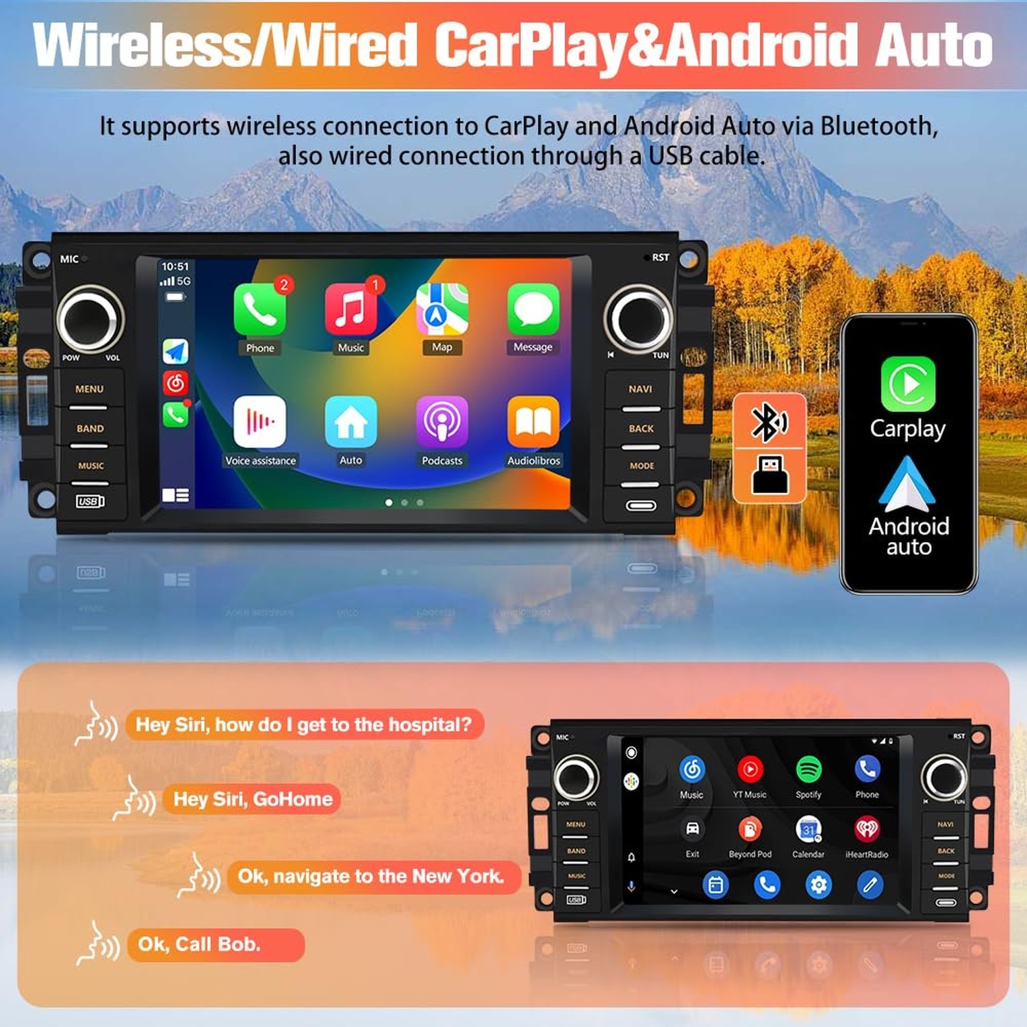 Android 13 2GB+64GB Car Radio Stereo for Jeep Wrangler 2007-2018/for Dodge Ra…
