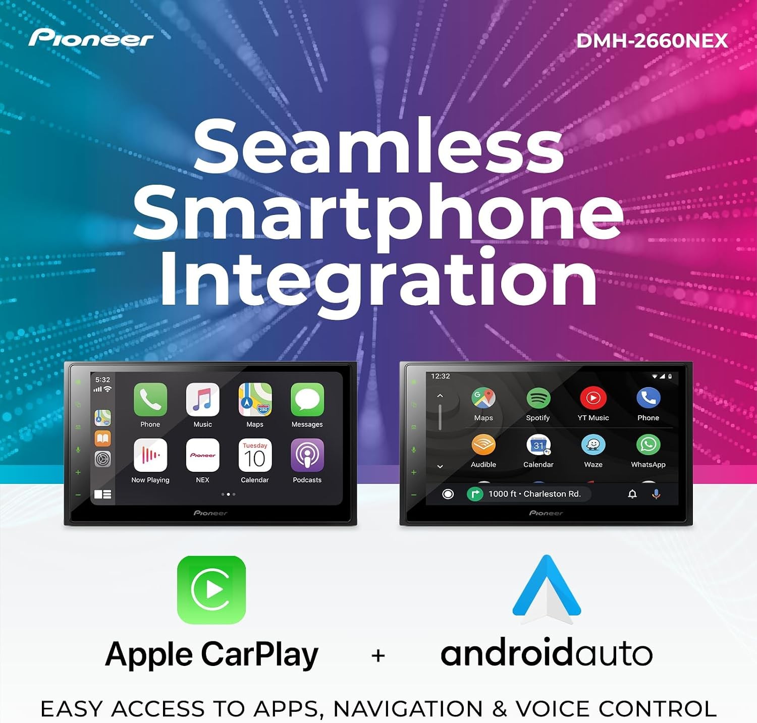 Pioneer DMH-2660NEX DDIN Touchscreen Radio CarPlay AndroidAuto HD Radio XM