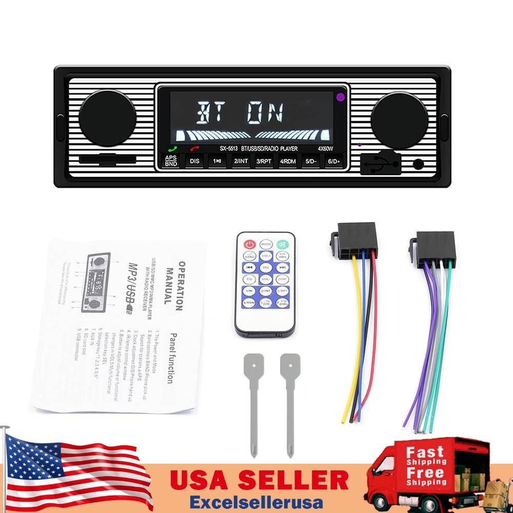 Bluetooth Vintage Car MP3 Player FM Radio AUX Classic Stereo Audio Receiver UE