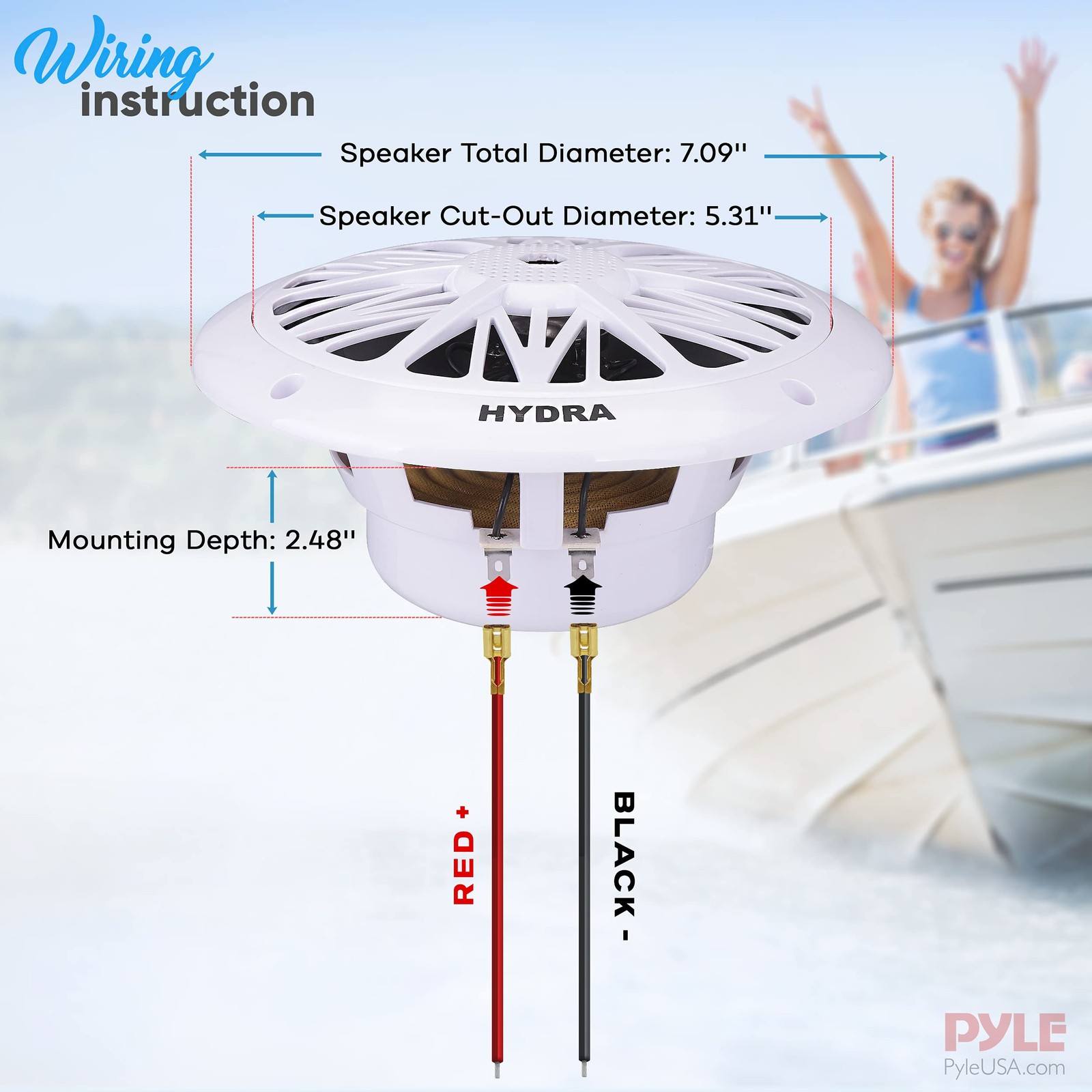Pyle Marine Receiver & Speaker Kit – Built-in Bluetooth, AM/FM Radio, USB…