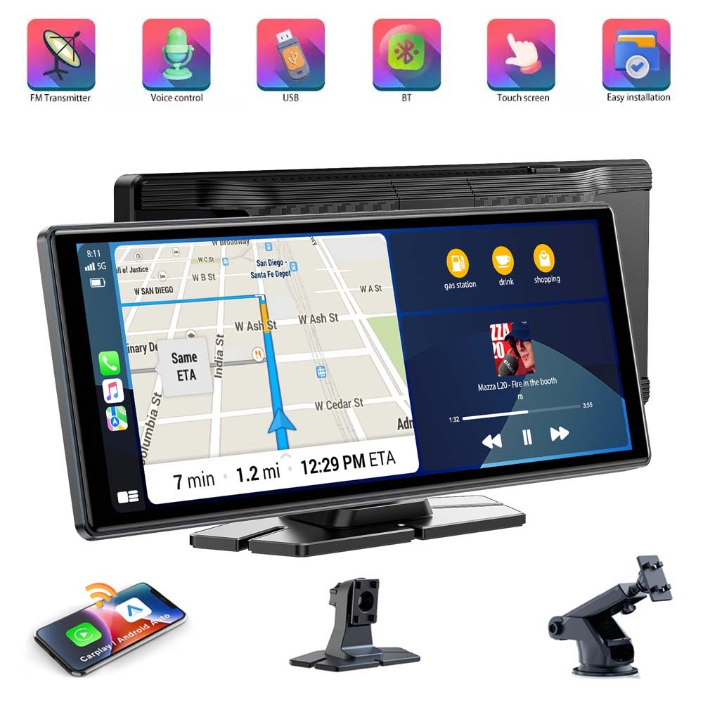 Portable 9.26″ Wireless Apple CarPlay Android Auto Touch Screen Car Radio Stereo