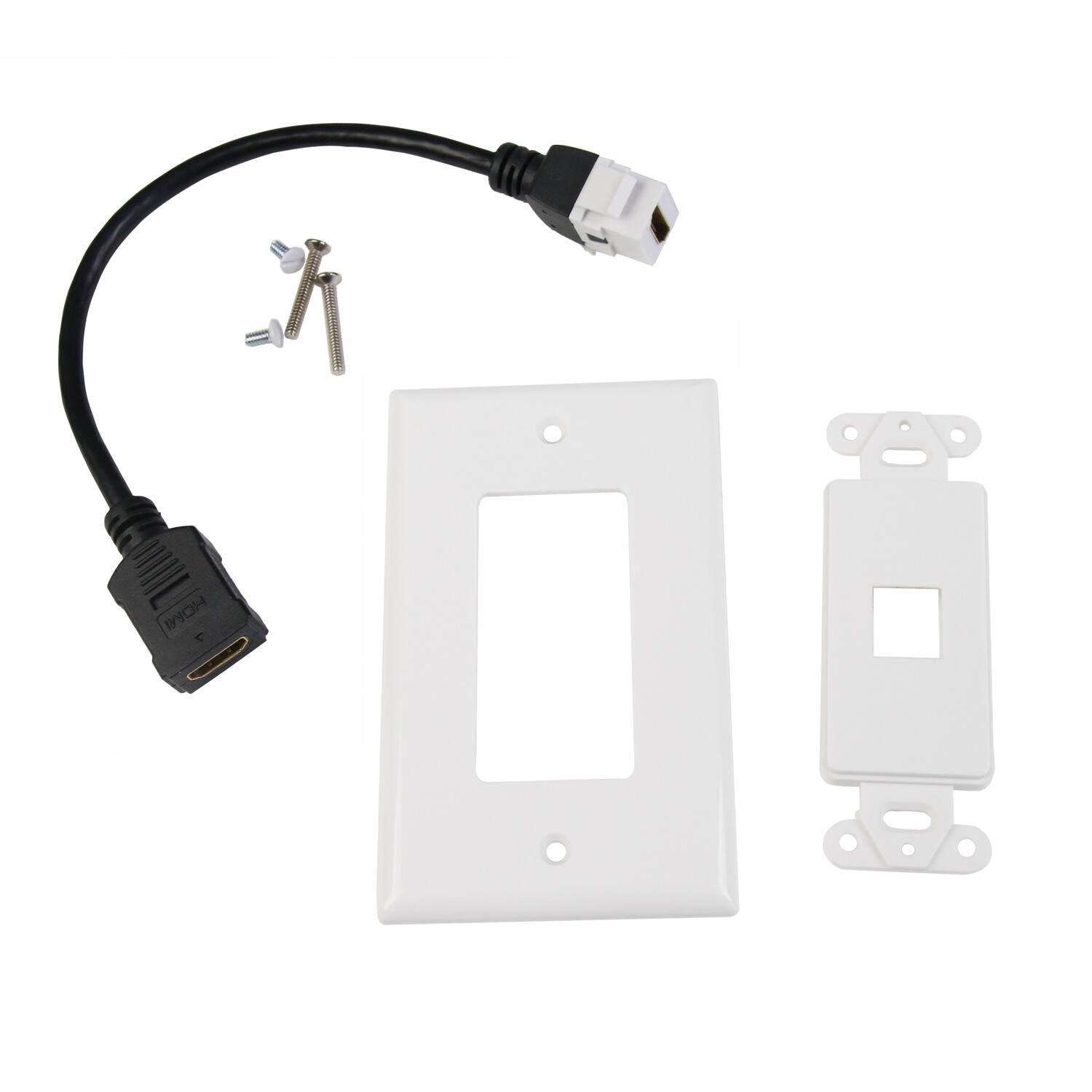 HDMI 2.0 Wall Plate with Female to Female HDMI Extension Cable (4K Compliant)