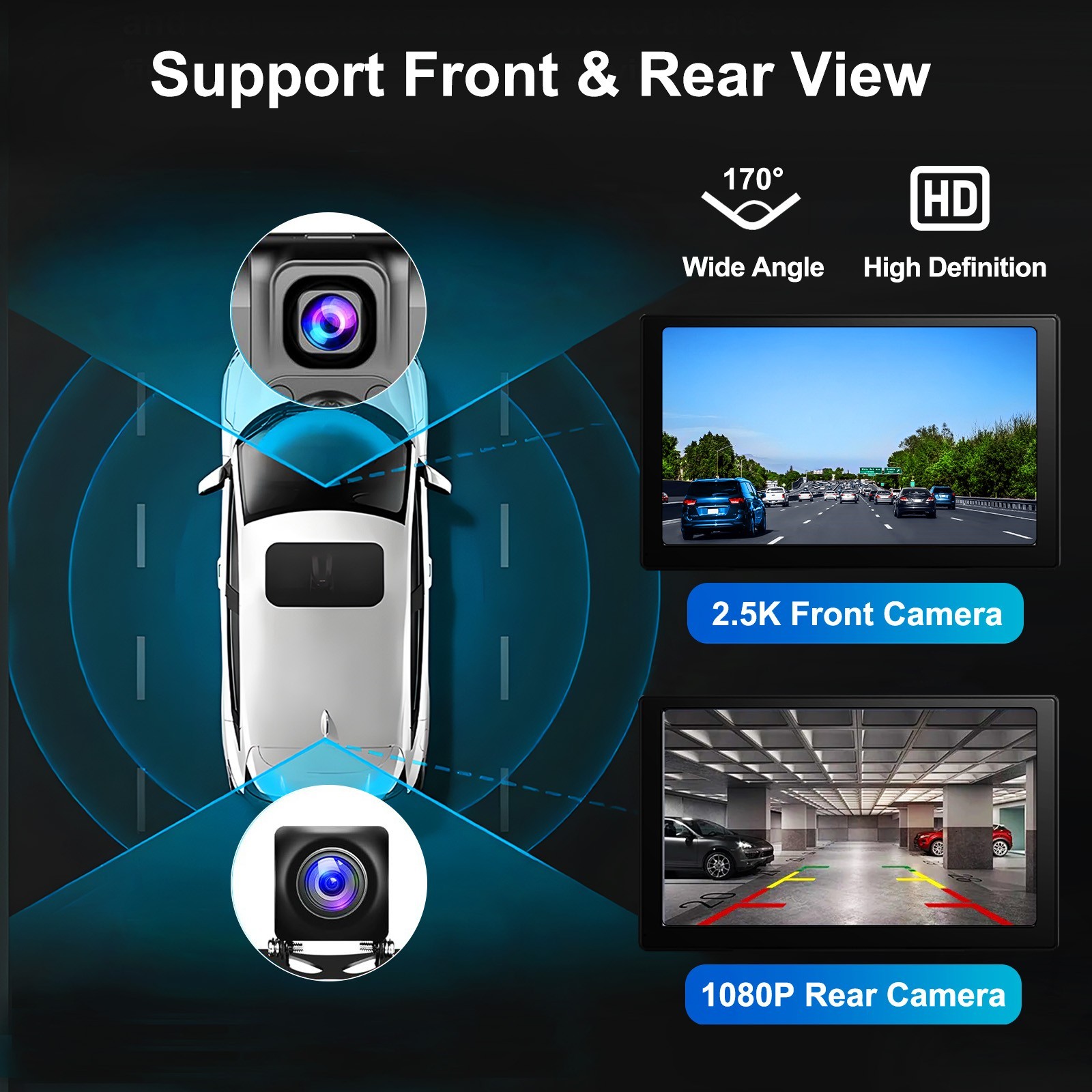 9 Inch Touch Screen Portable A-pple CarPlay & Android Auto Car Stereo + Rear Cam