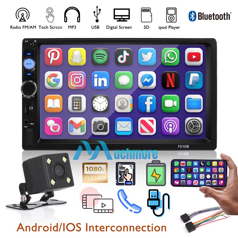 7″ Car Stereo Radio Double Din Carplay Android 15 GPS WiFi Touch Screen FM + Cam