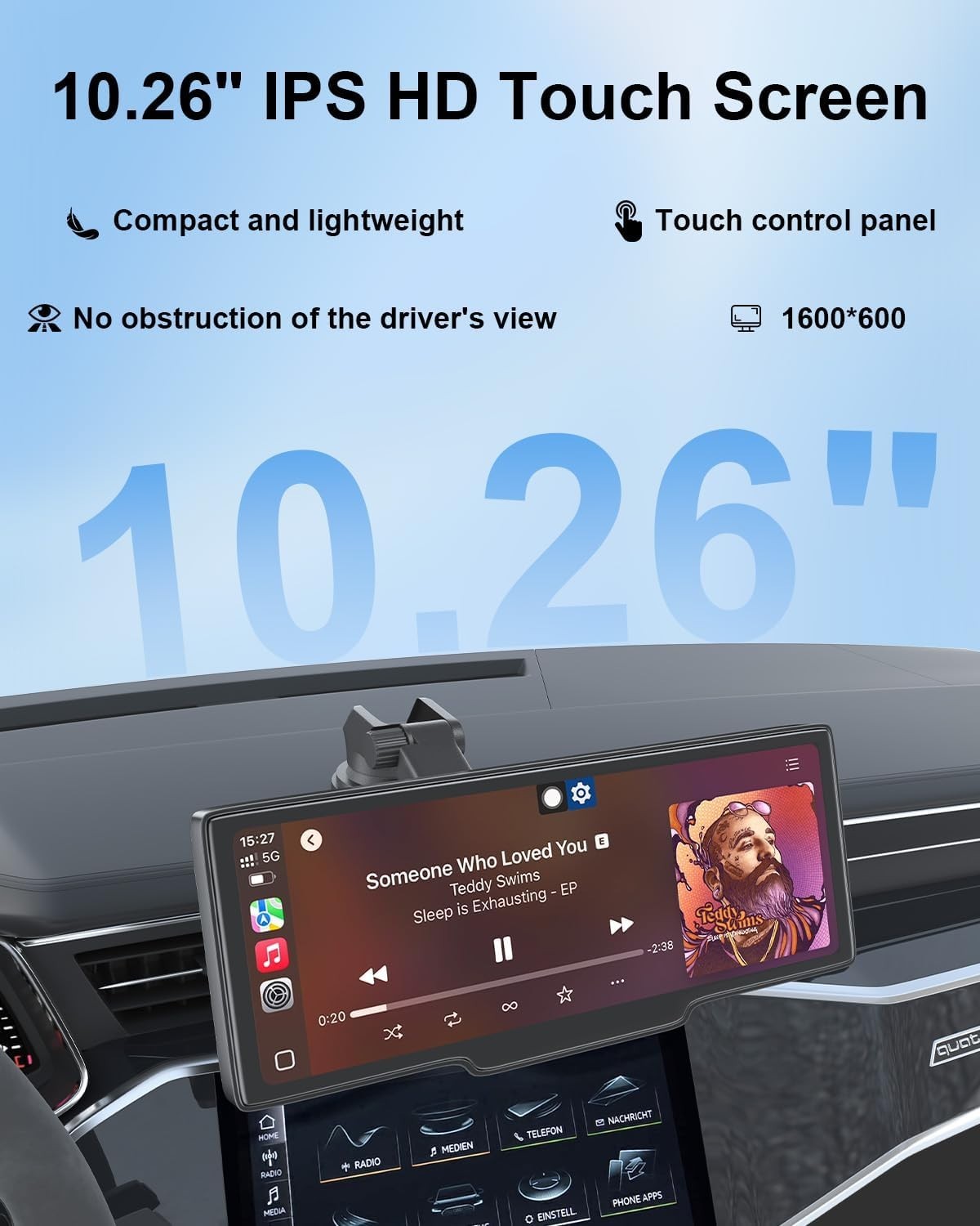 KLZHP001 Carplay Screen for Car, 10.26” HD IPS Apple Carplay & Android Auto