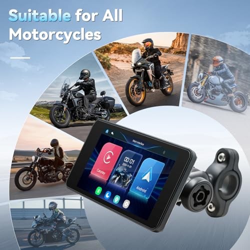 Motorcycle CarPlay Screen with Wireless Apple CarPlay Android Auto,4.7 4.7IN