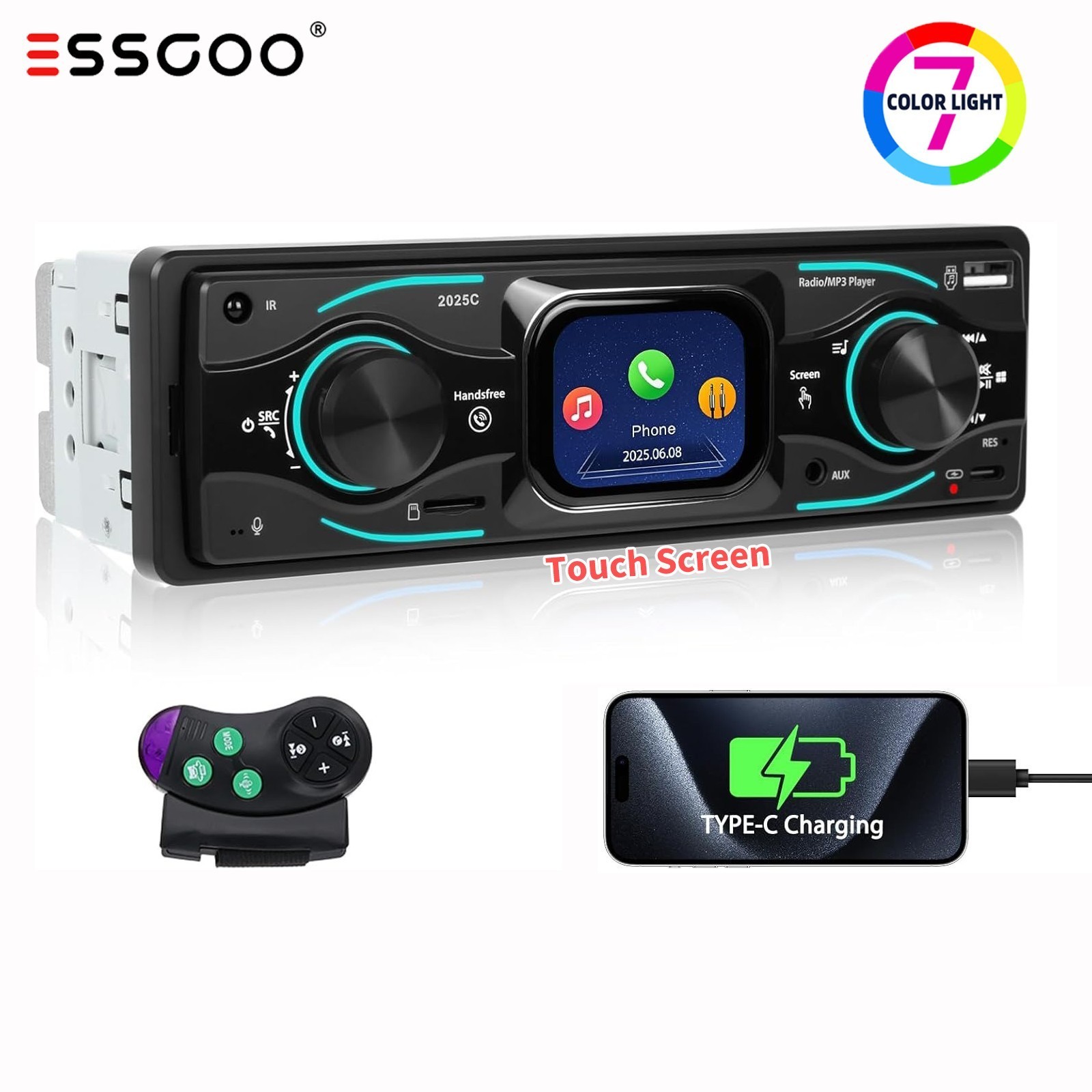 Single 1 DIN Car Stereo Radio Bluetooth MP3 Player AUX USB FM Audio Receiver