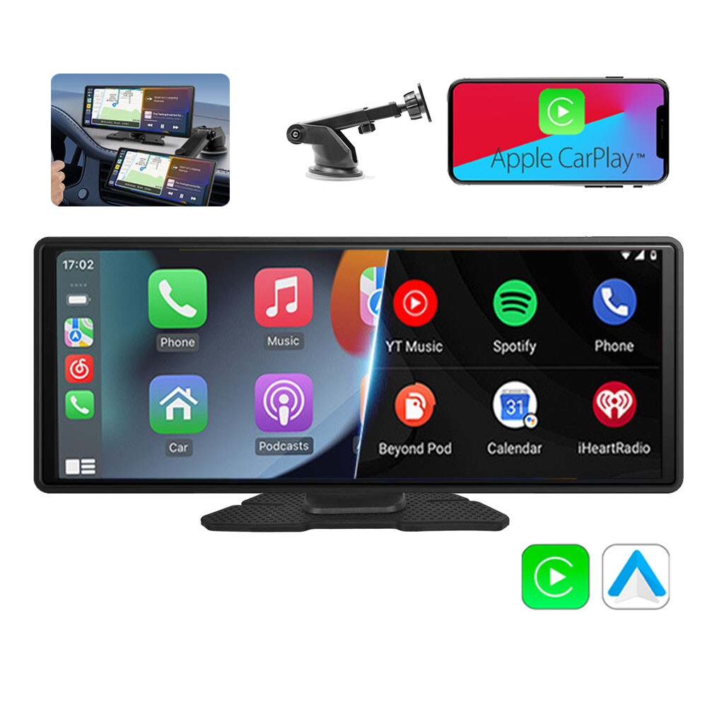 10.26″ Portable Bluetooth Touch Screen CarPlay Android Auto GPS USB Car Stereo