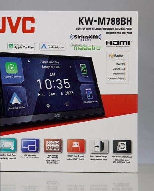 JVC KW-M788BH Multimedia Apple CarPlay Android Auto Mirroring Bluetooth HD Radio