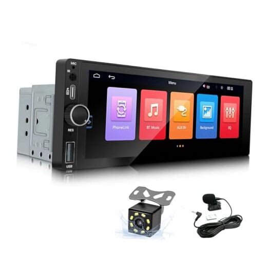 Single Din Car Stereo with Wireless Carplay Android Auto, 6.86 Inch IPS Touch