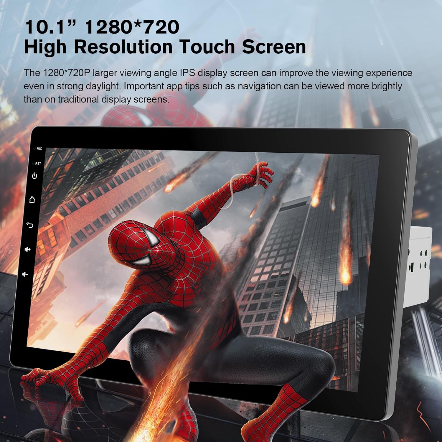 10.1″ Rotatable Touch Screen Car Stereo Single Din – Android 13, Wireless…