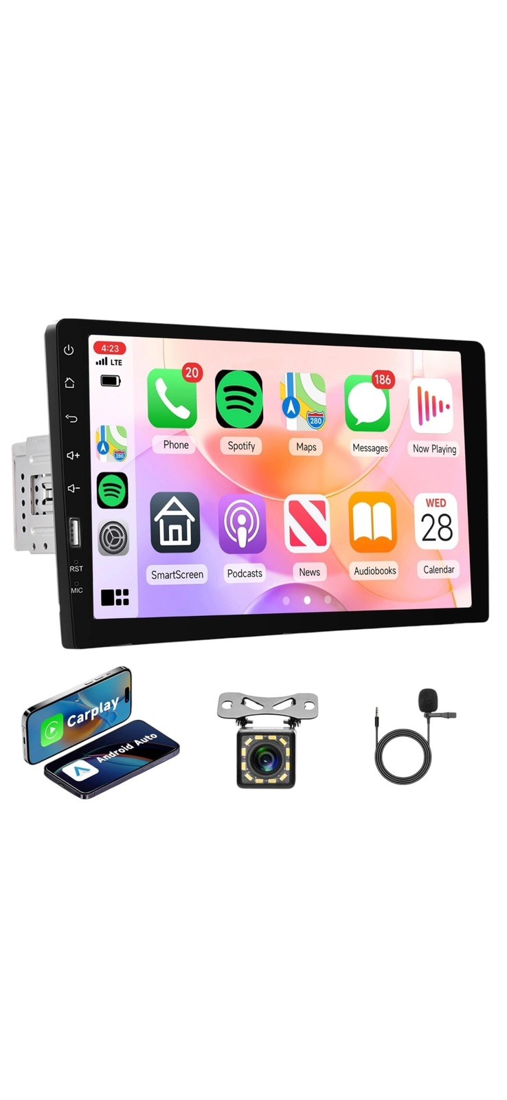 9 In. HD LCD Car Multimedia Player And Backup Camera 1 DIN Screen