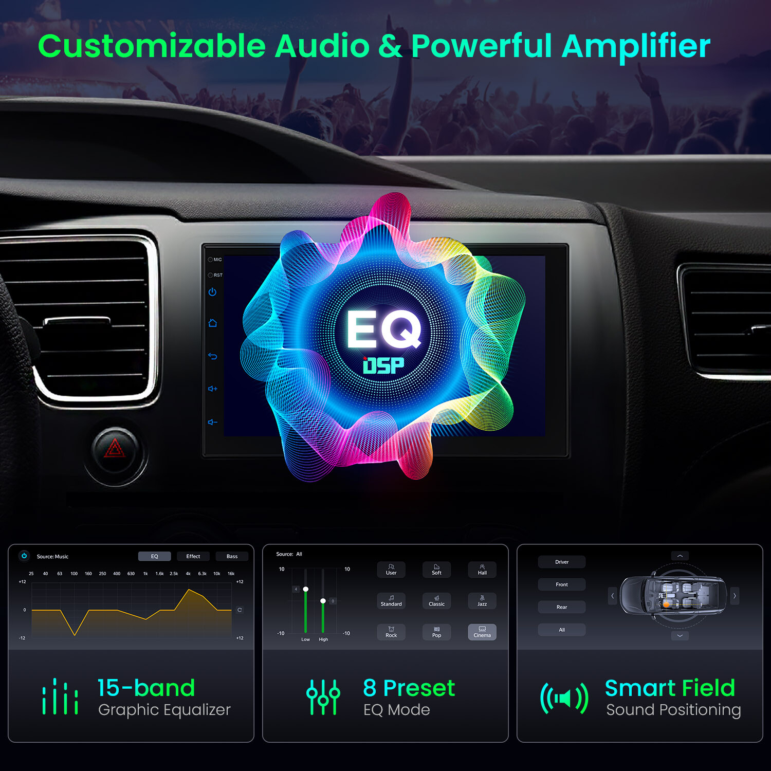 7″ Double 2DIN 4G LTE Octa-Core Car GPS Radio Stereo Sat Navi Android 13