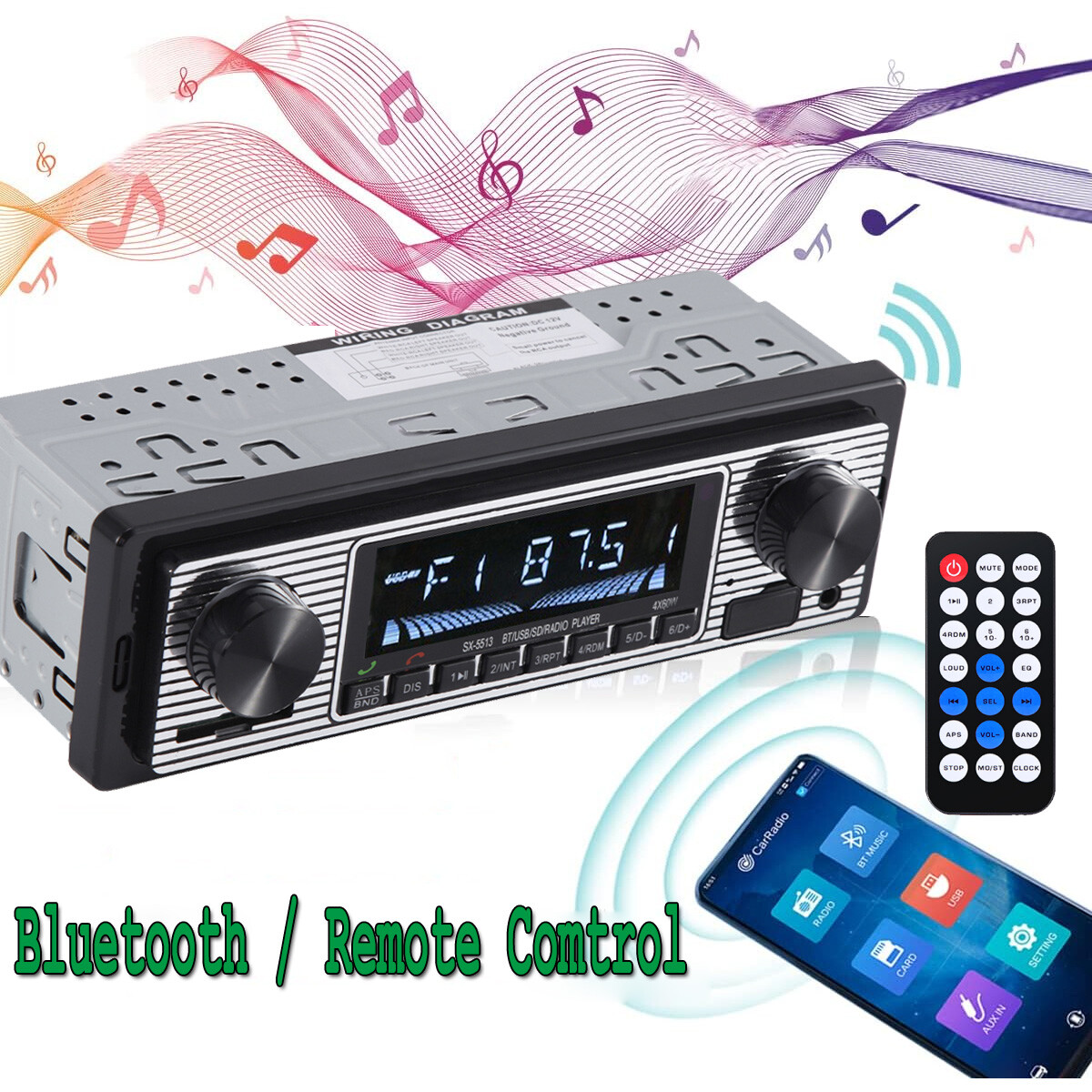 Bluetooth Car Stereo Retro Car FM Radio Smart MP3 Player Auto FM Radio Receiver