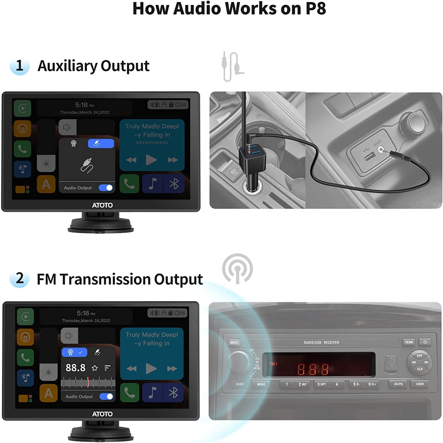 ATOTO 7″ QLED P8 PRO Wireless Apple Carplay Portable Car Stereo Android Auto Cam