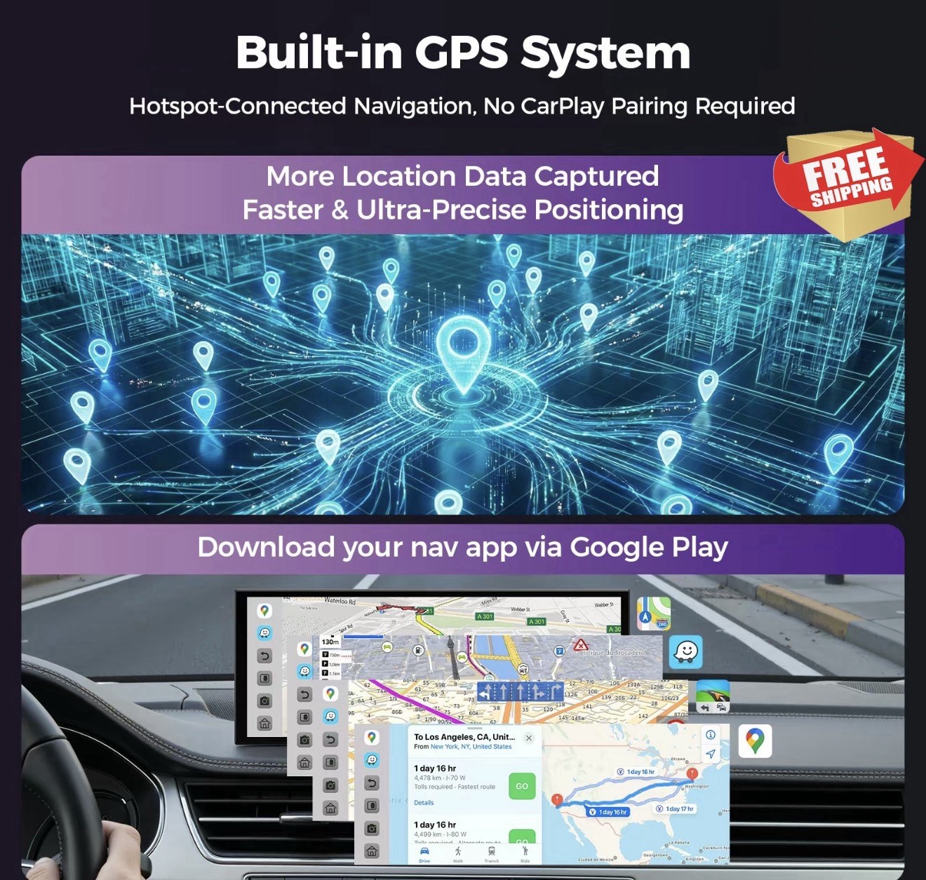 10.25″ Touch Screen Wireless Carplay Portable Car Stereo with Netflix YouTube