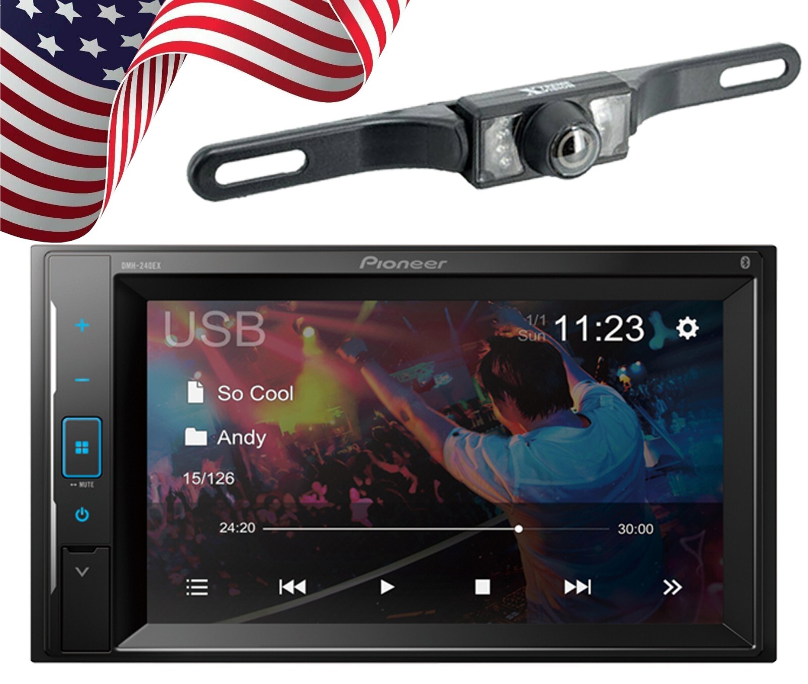 Pioneer DMH-240EX 6.2″ Touchscreen Car Receiver+ Rearview Back Camera XV-95BK