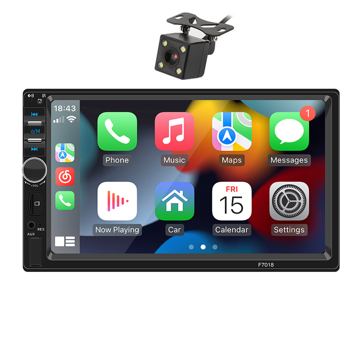Double Din Car Stereo Touch Screen Bluetooth FM Radio Carplay Android Auto W/Cam