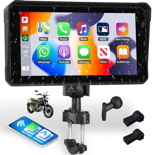 Motorcycle CarPlay Screen with Wireless Apple CarPlay Android Auto IP68 6 Inch