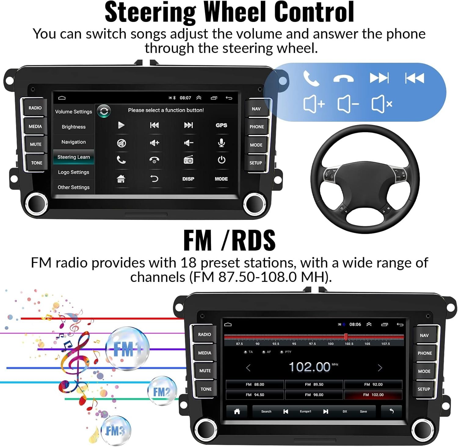 2G+64G Android Car Stereo for VW Volkswagen Seat G