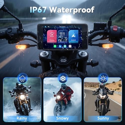 Motorcycle CarPlay Screen with Wireless Apple CarPlay Android Auto,4.7 4.7IN