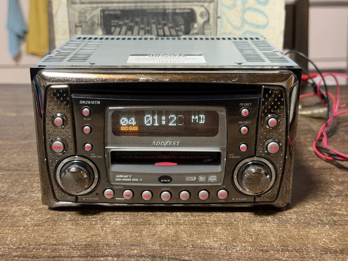 Rare Addzest DMZ616TM 2DIN CD MD Player Chrome Front Serviced Japan Vintage