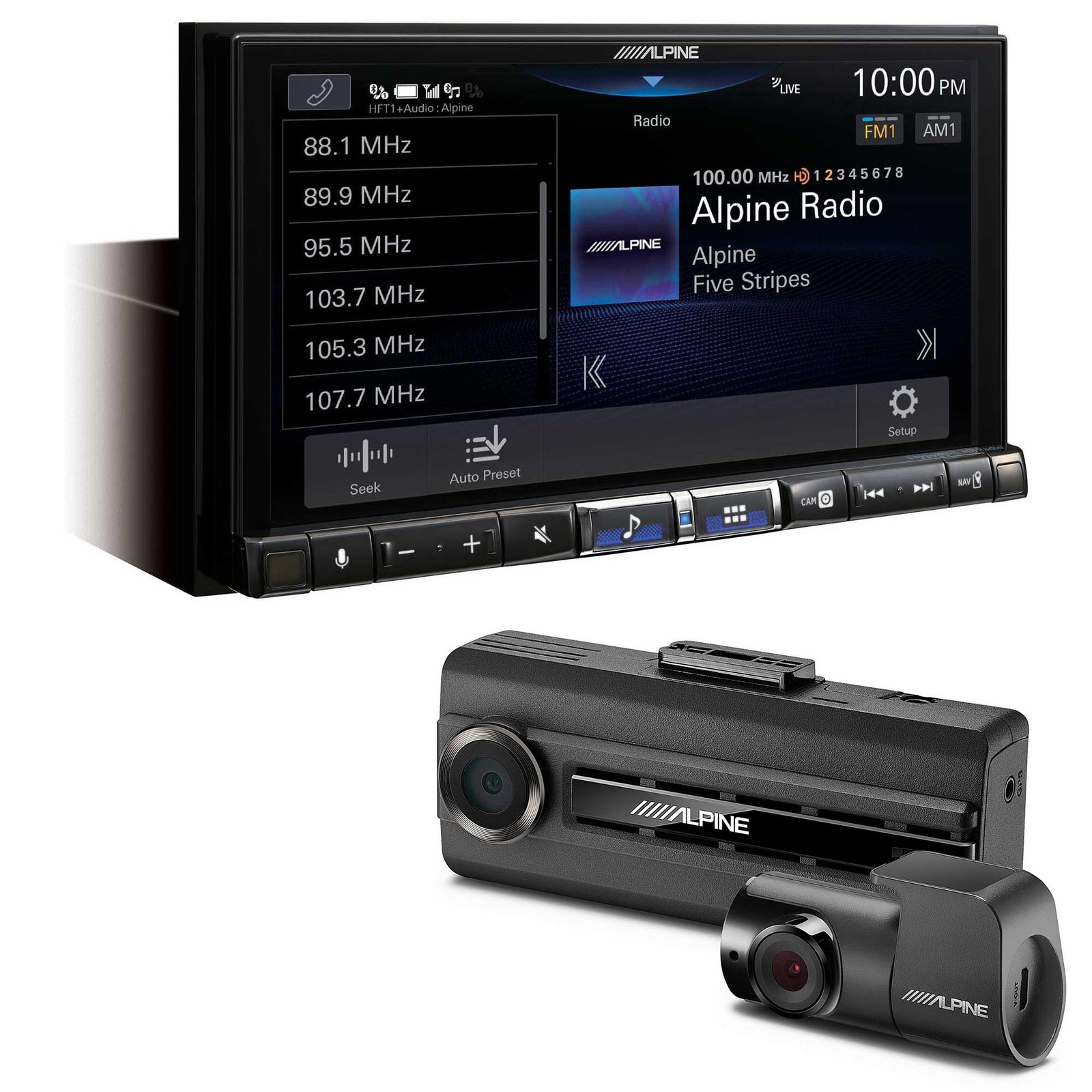 Alpine iLX-507 7″ CarPlay/Android Auto Hi-Res Receiver with DVR-C310R Dash Ca…