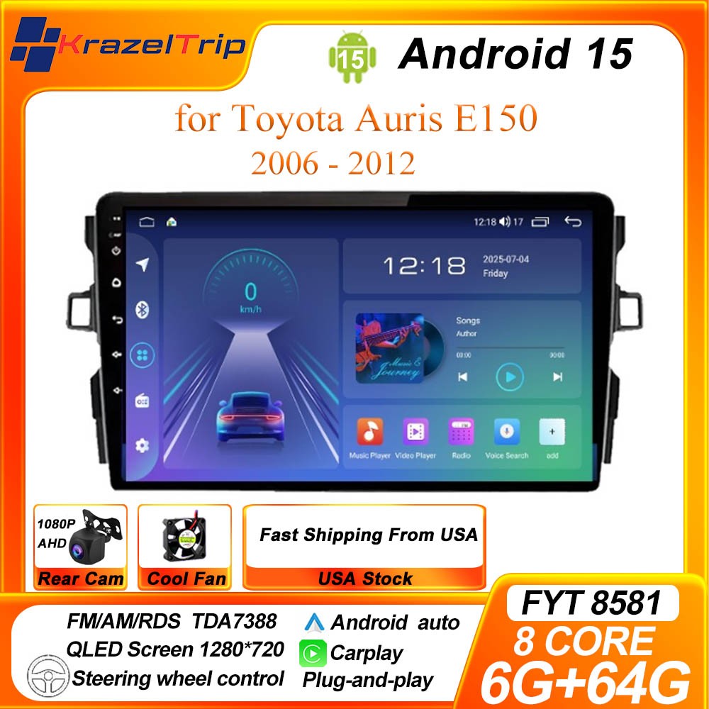 8 Core 64GB Car Radio for Toyota Auris E150 2006 – 2012 Android Stereo Carplay