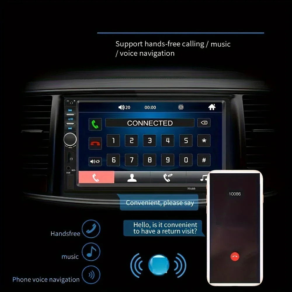 7″ Double 2 DIN Car Stereo Radio MP5 Touch Screen Bluetooth FM + Rear Camera..
