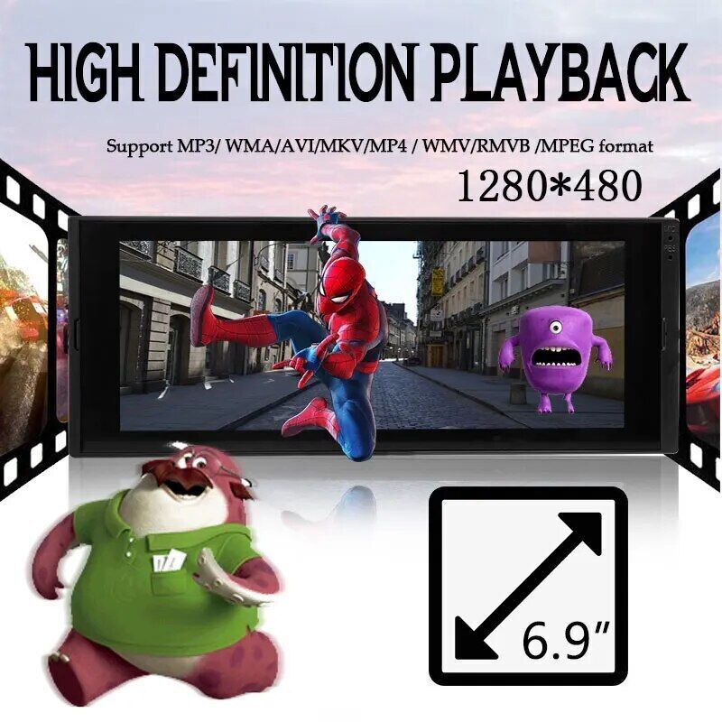 Single 1 Din Car Android Multimedia Player 6.9″ Touch Screen GPS WiFi Car Radio
