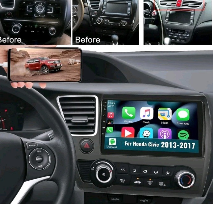 Touch Screen in-Dash GPS Navigation For 2013-2017 Honda Civic Carplay Car Radio
