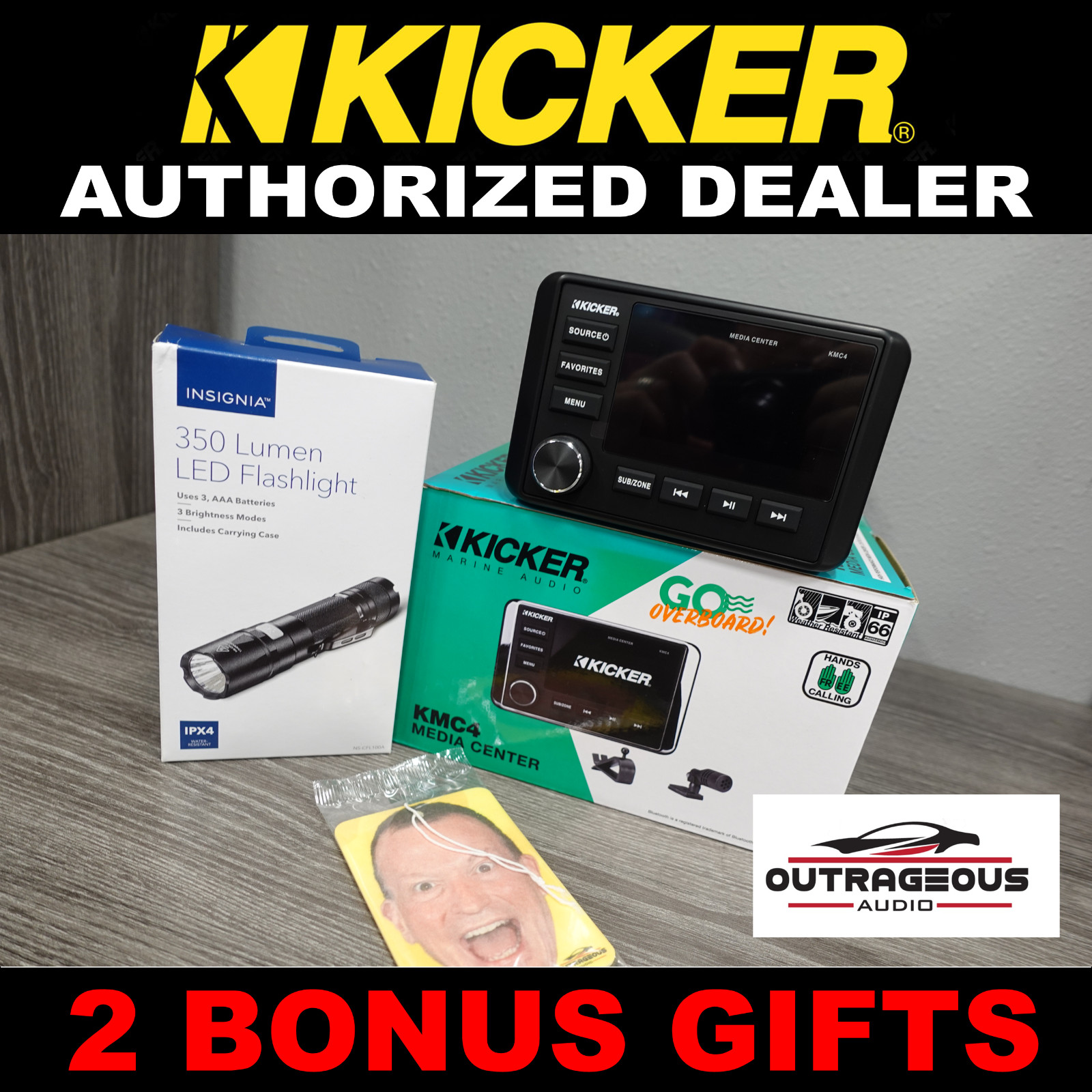 Kicker KMC4 MARINE BOAT AM/FM Stereo Media Center Bluetooth (46KMC4) 2 ZONE