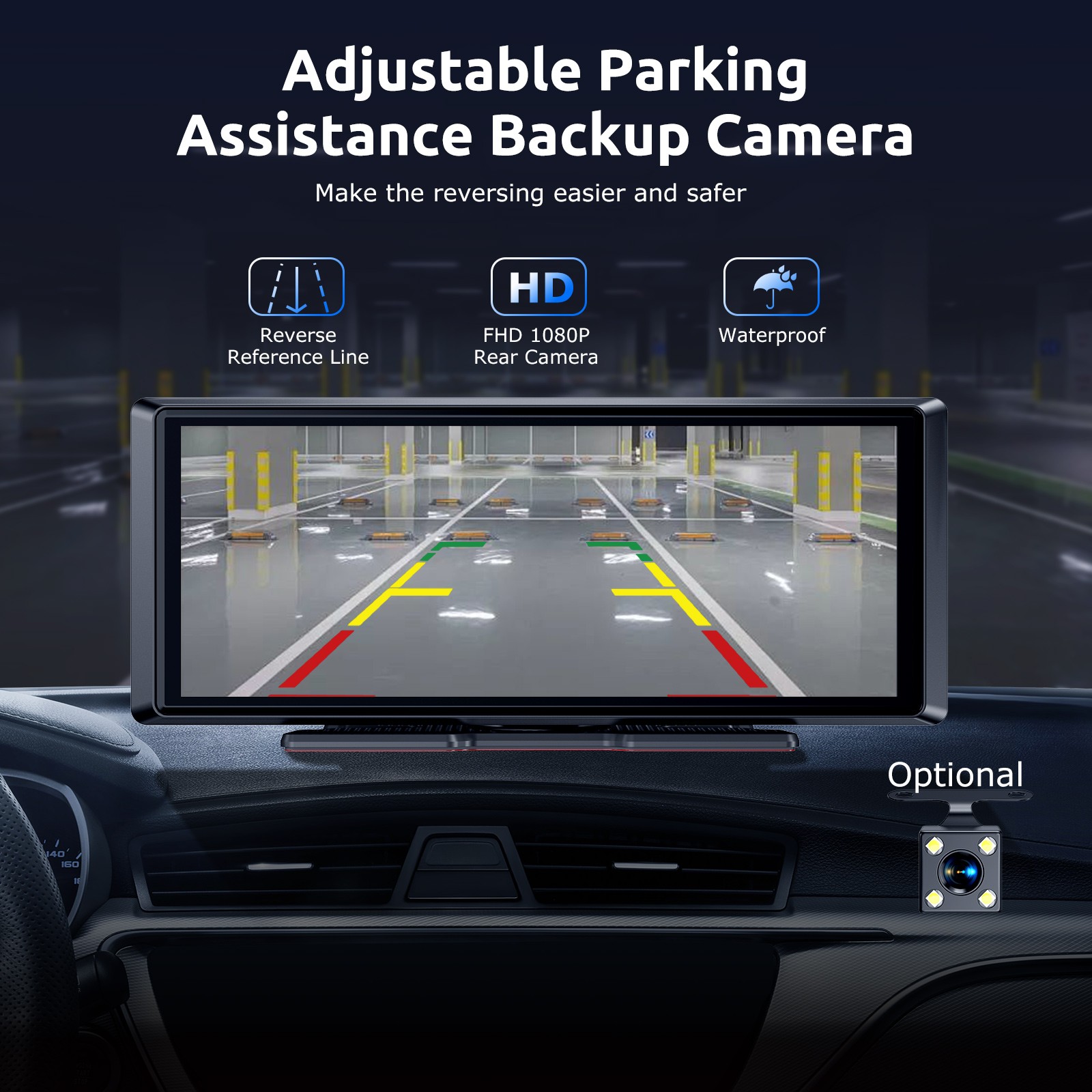XGODY 10″ 4K Touch Screen Dash Cam Car Video Recorder Wireless CarPlay G-Sensor
