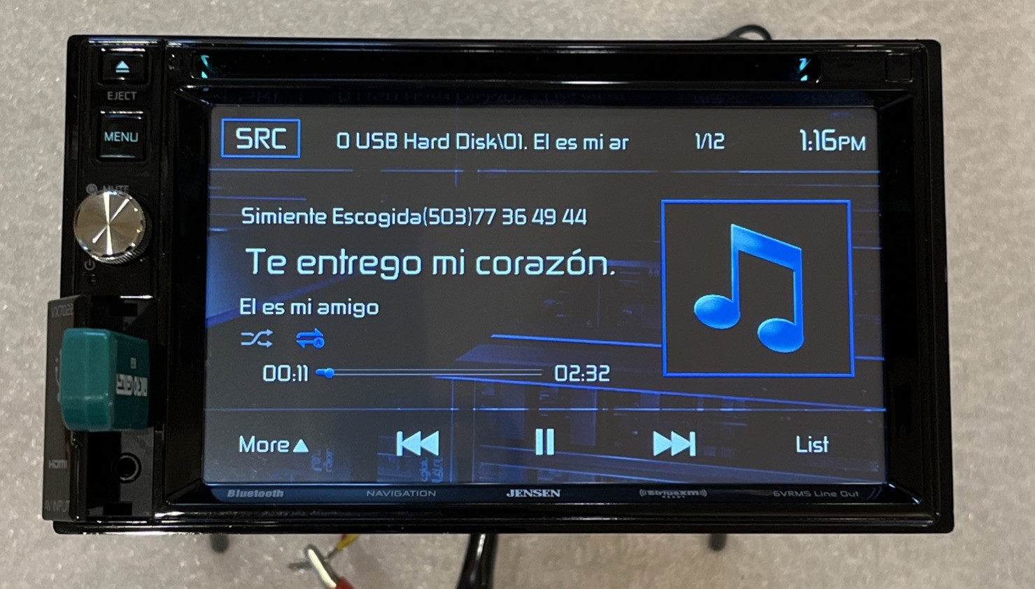 Jensen VX7022 Navigation Touchscreen Bluetooth Pandora USB DVD Player