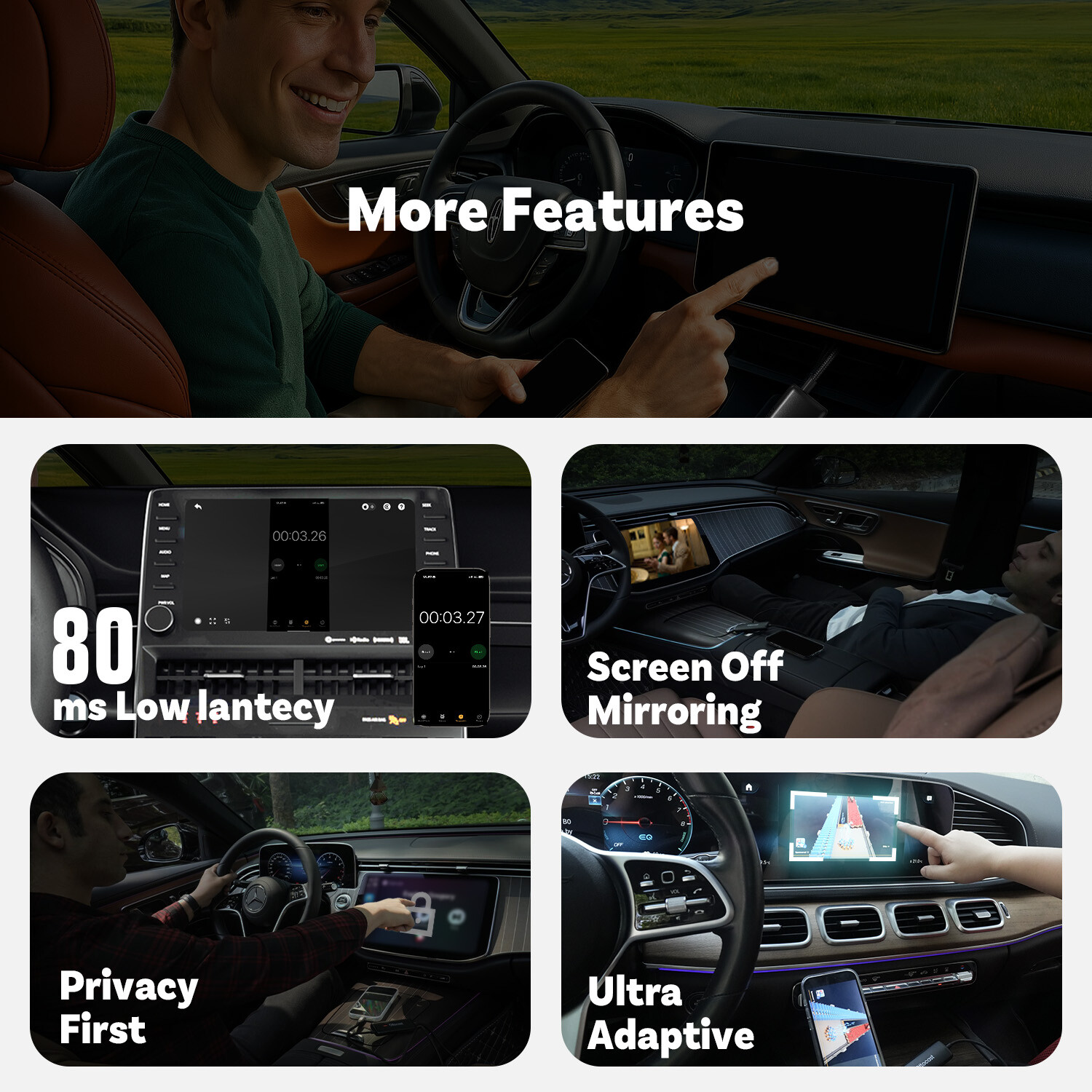 Ottocast Mirror Touch Wireless CarPlay Adapter Bidirectional control Phone & Car
