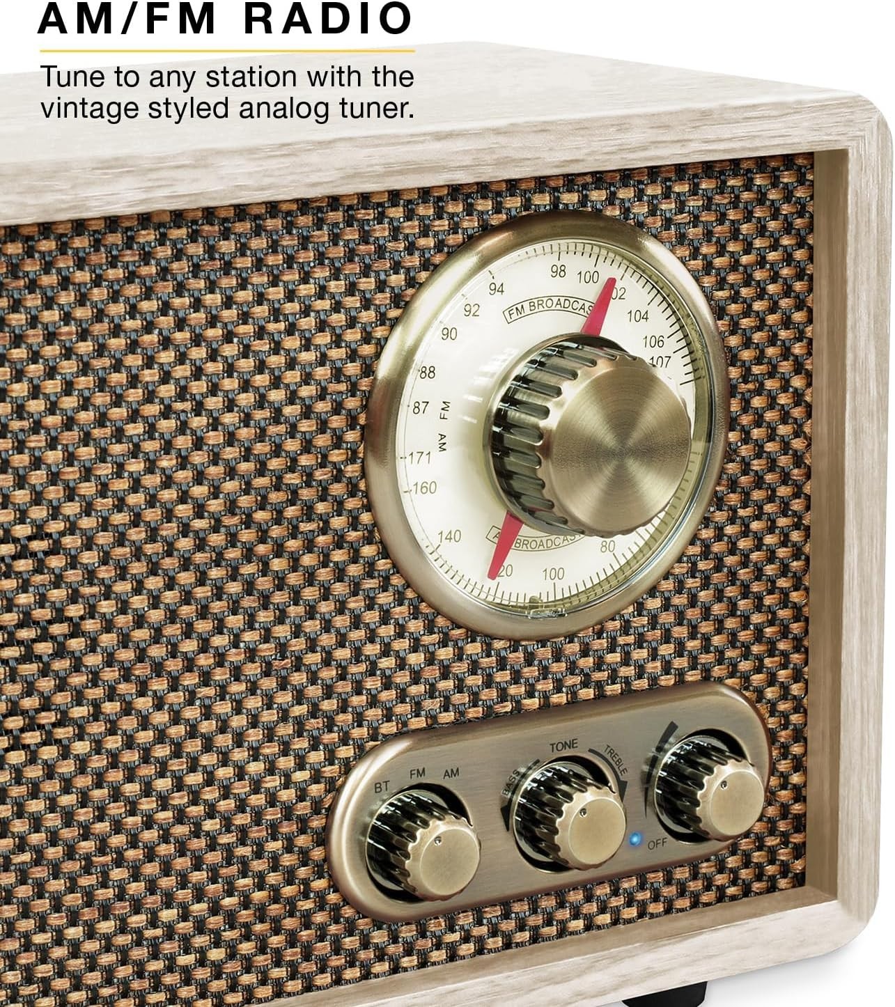 Vintage Bluetooth Radio with Rotary Dial & Built-in Speakers