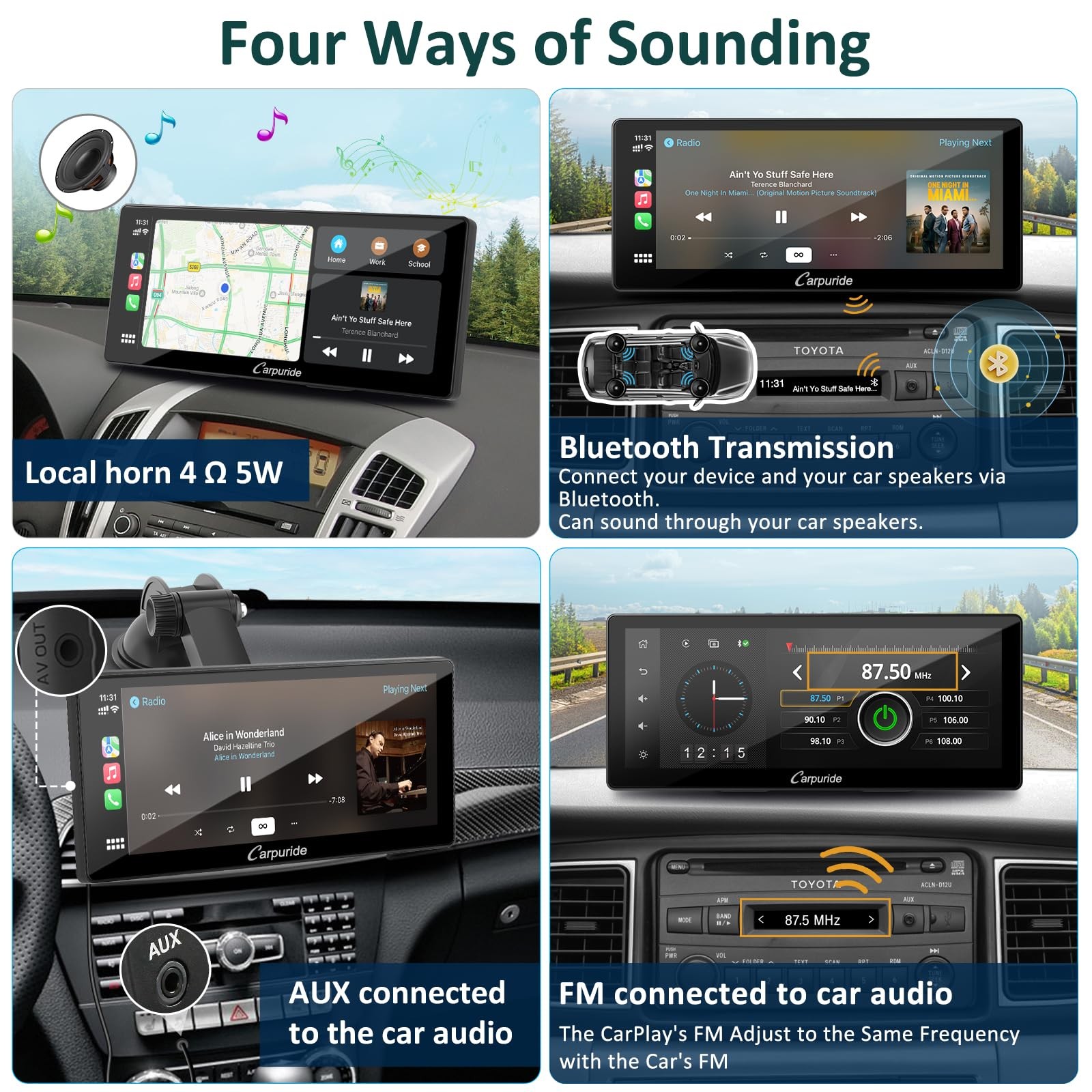 Carpuride W103 Pro 10.3″ CarPlay Android Auto Touch Screen Stereo w/Camera