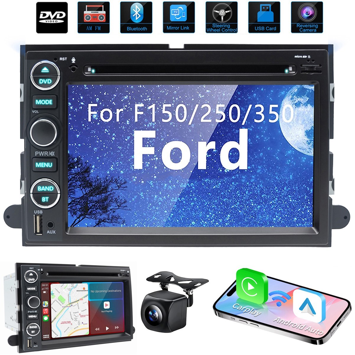 For 2004-2008 Ford F150/F250 Edge Car 7” DVD CD Player Radio Stereo Carplay GPS