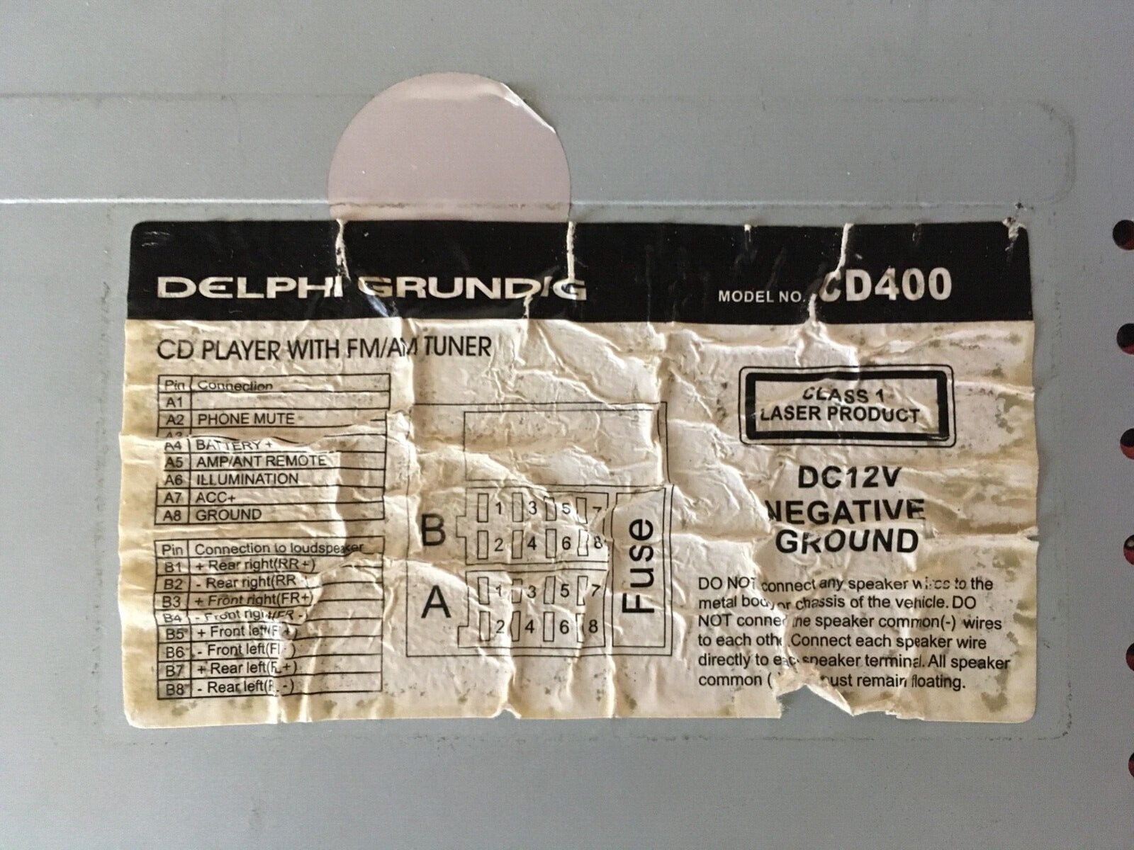 GRUNDIG DELPHI CD400 car radio audio AU 10091-12B1