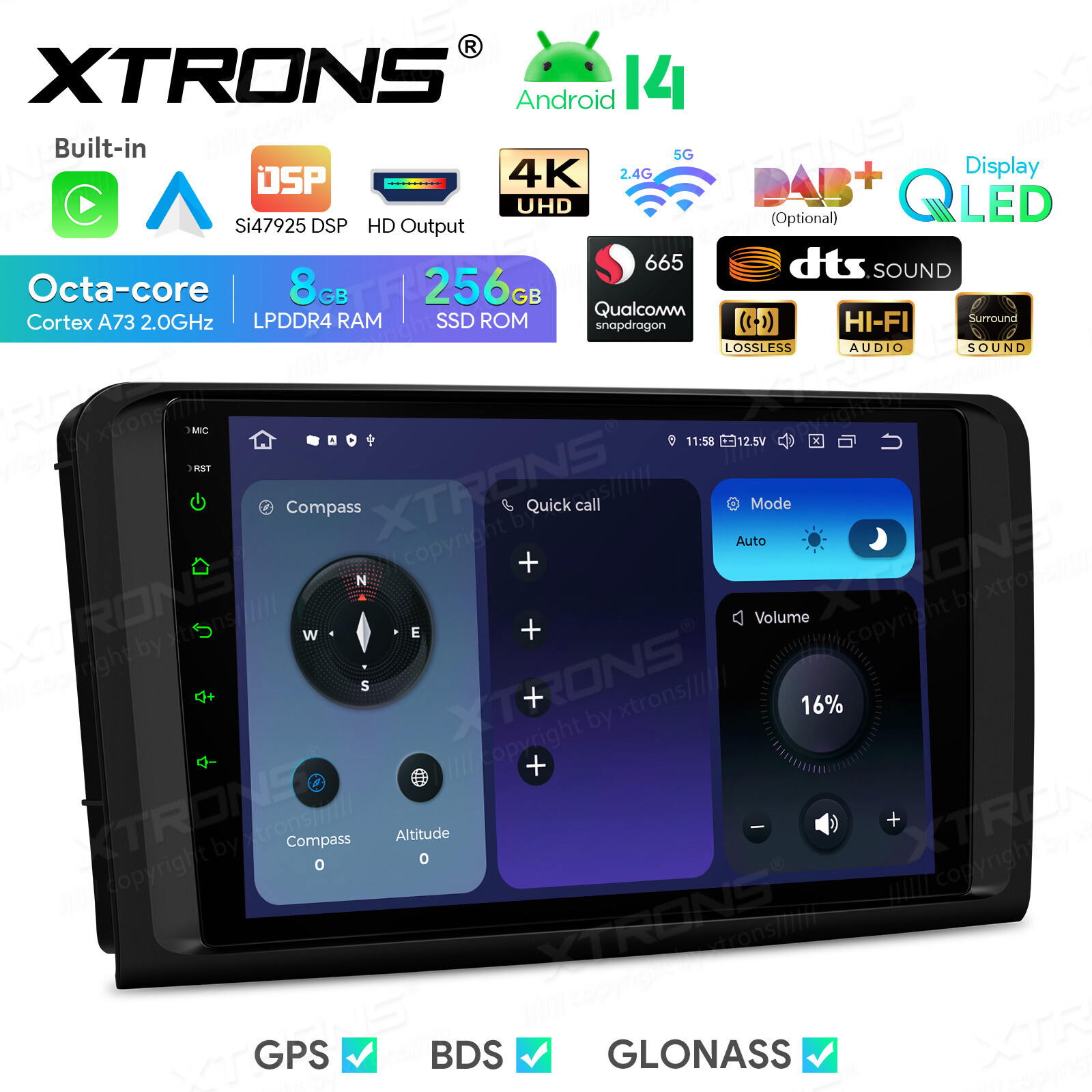 9” Android 14 8-Core Car GPS Radio Stereo WiFi 4Glte For Mercedes-Benz W164 X164