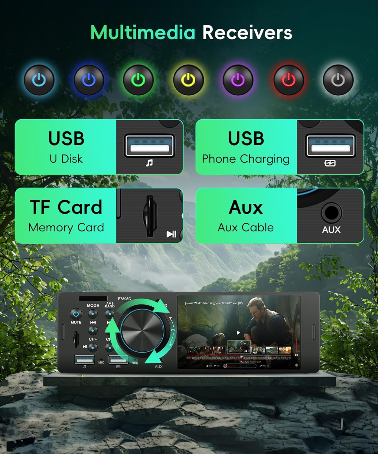 Car Stereo Single Din with Apple Carplay, Android Auto, 4-Inch IPS Touch Screen