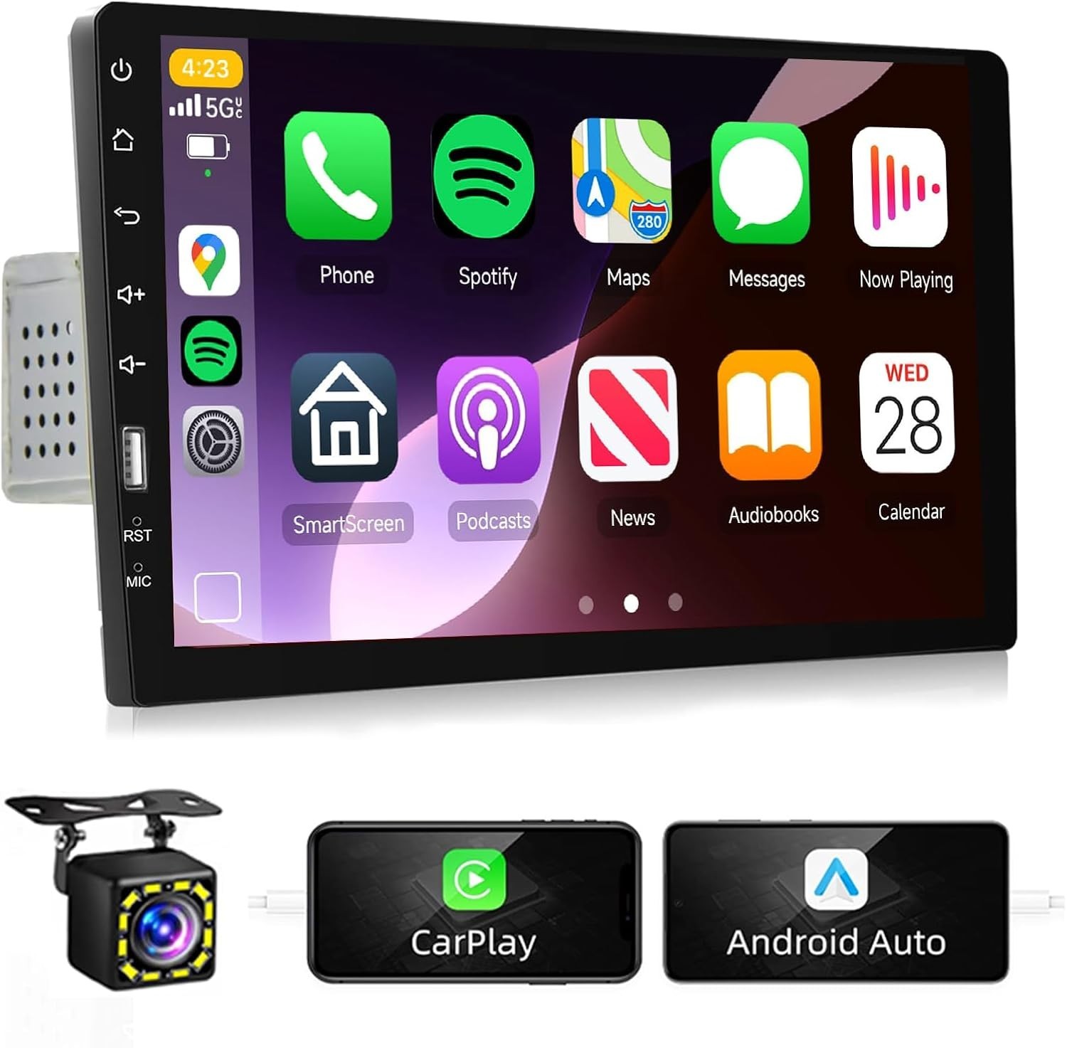 HD Touchscreen Car Audio Receiver with Bluetooth, FM Radio & Backup Camera Input